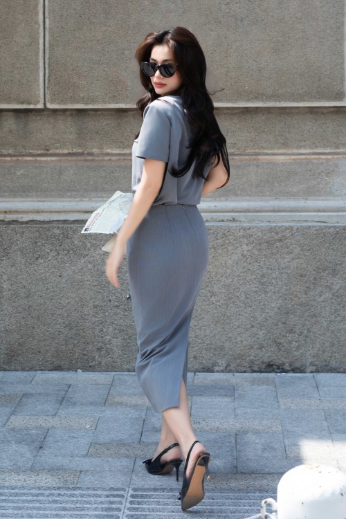 Sixdo Gray Denim Blouse